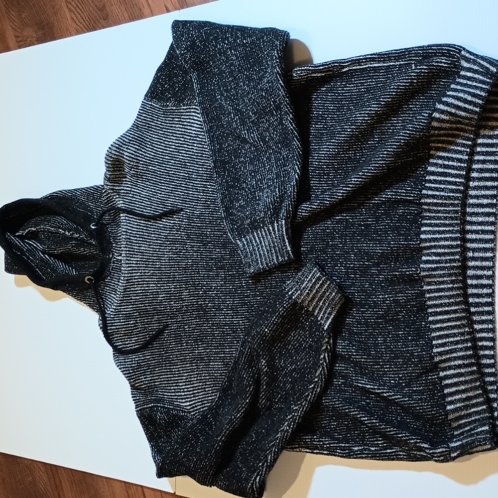 Alexander Julian Black White Rib Knit Scuba Hoodie A21